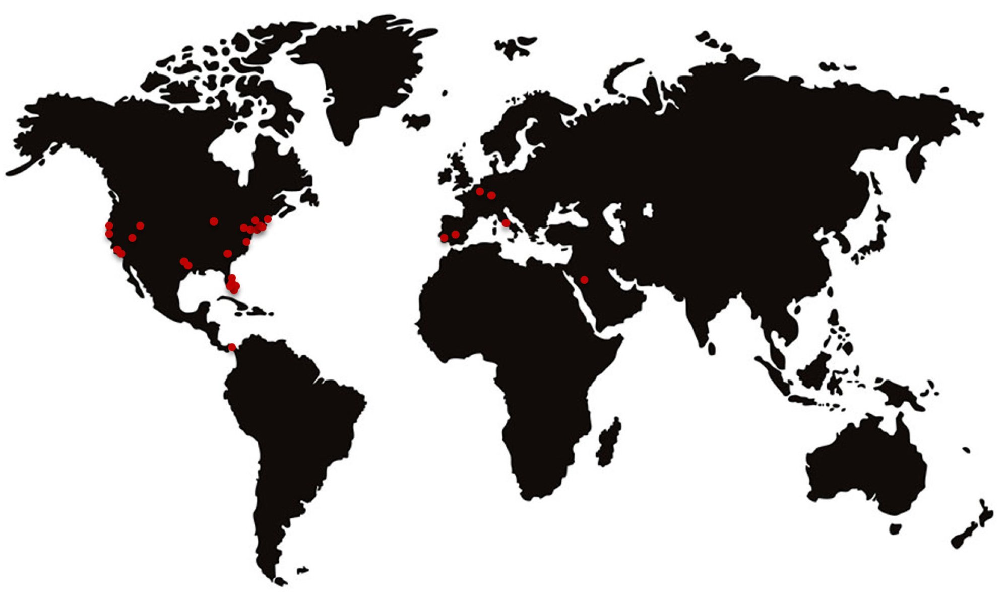 World map showing the global distribution of Italkraft sales centers across North America, Europe, and the Middle East.